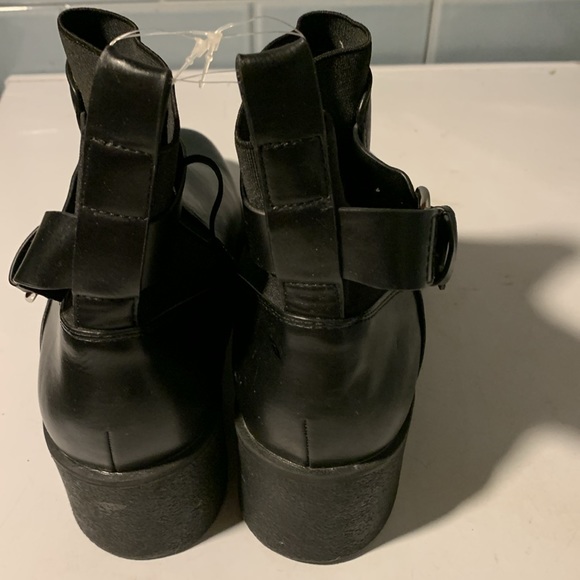 ZARA TRF Ankle  Boots Womens 41 Black Leather Buckle block heel - Picture 3 of 10